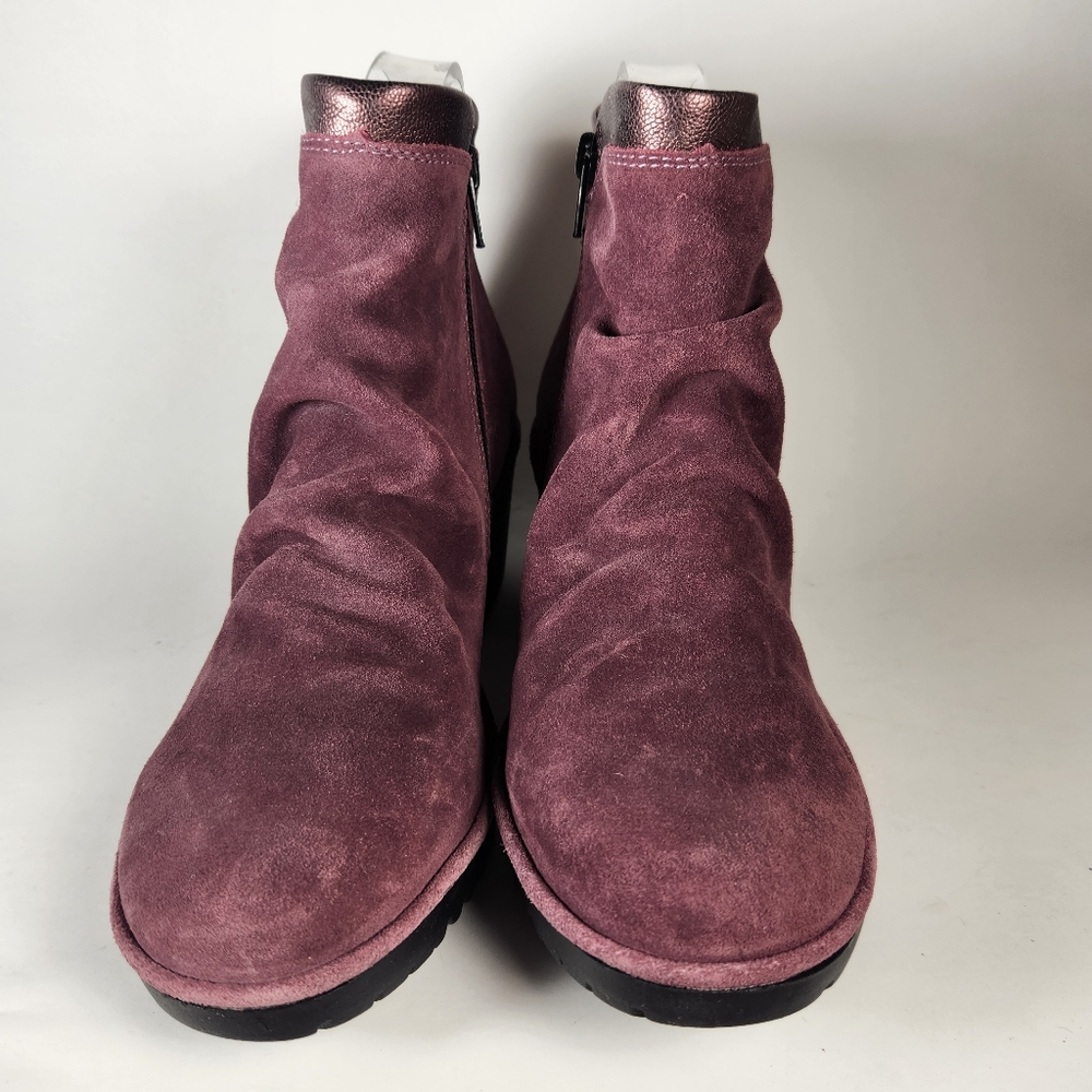FLY LONDON Women's Wynn Ankle Boots Size 7 EU 38 Burgundy Wine Suede - Picture 10 of 12